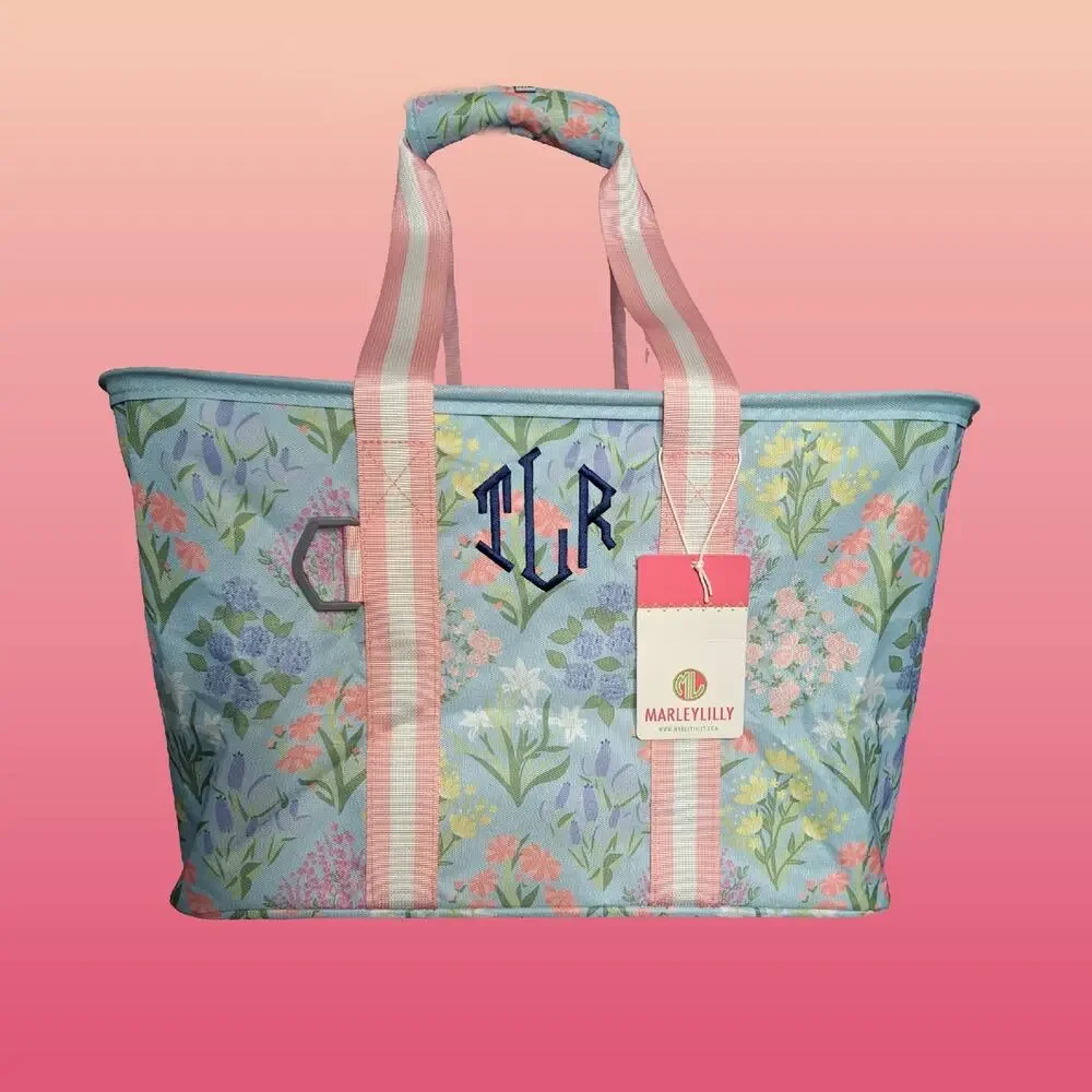 Monogram Initialed TRL Floral Marley Lilly Tote Large Basket